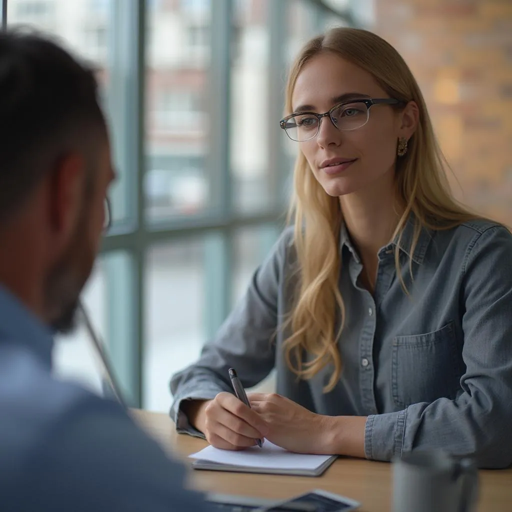 Professional consultant working with a client
